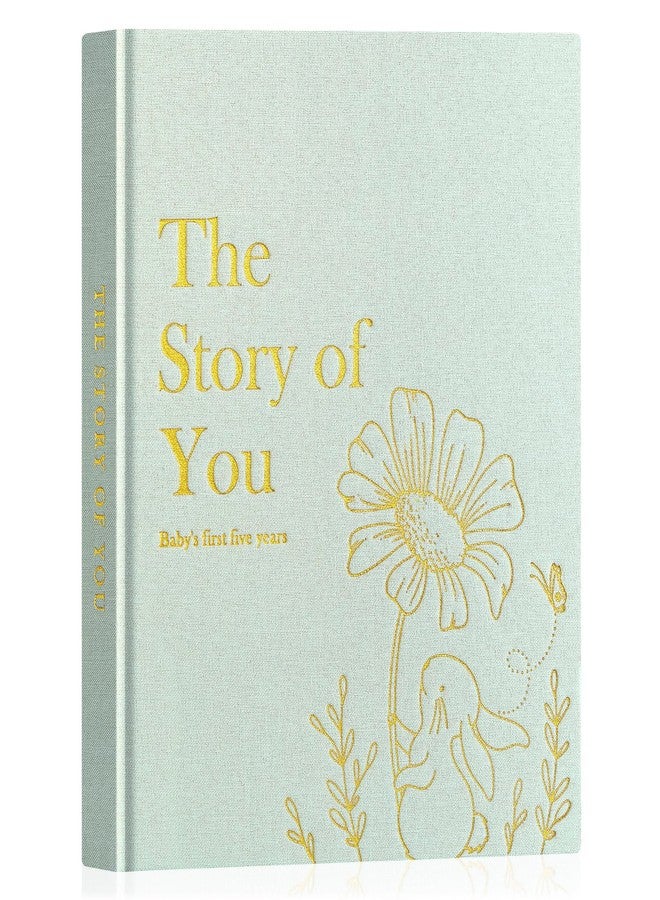 Lanpn Baby Memory Book for Boy Girl - The Story of You, Newborn Babys Book Keepsake Photo Album for New Parents, Linen Cover Baby First 5 Year Milestone Journal Scrapbook (Sage Green, 154 Pages) - Image 1